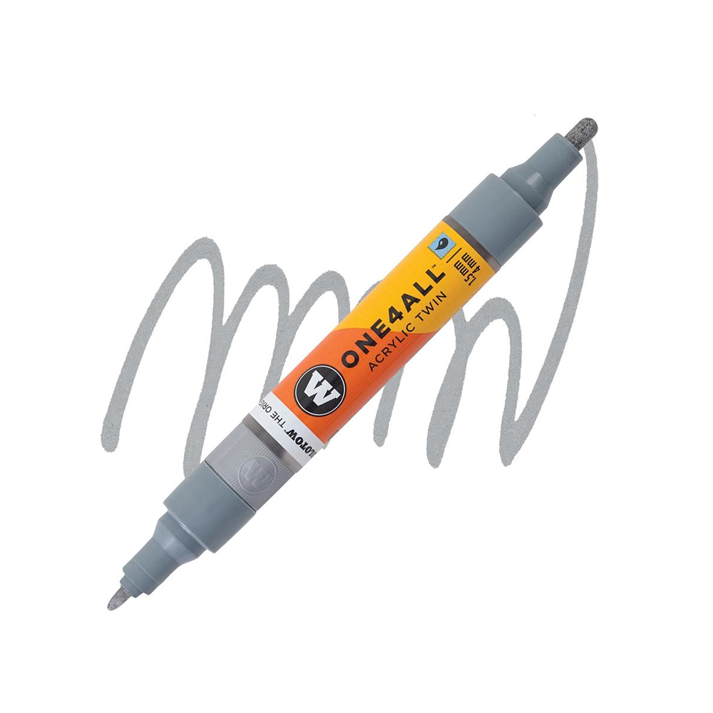Molotow ONE4ALL Acryl Twin двустранен акрилен маркер, 1,5 + 4 мм, пастелно студено сив
